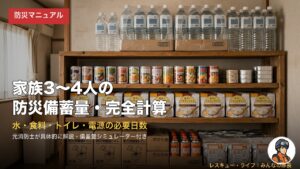 家族3人・4人の防災備蓄量｜水・食料・トイレの必要日数