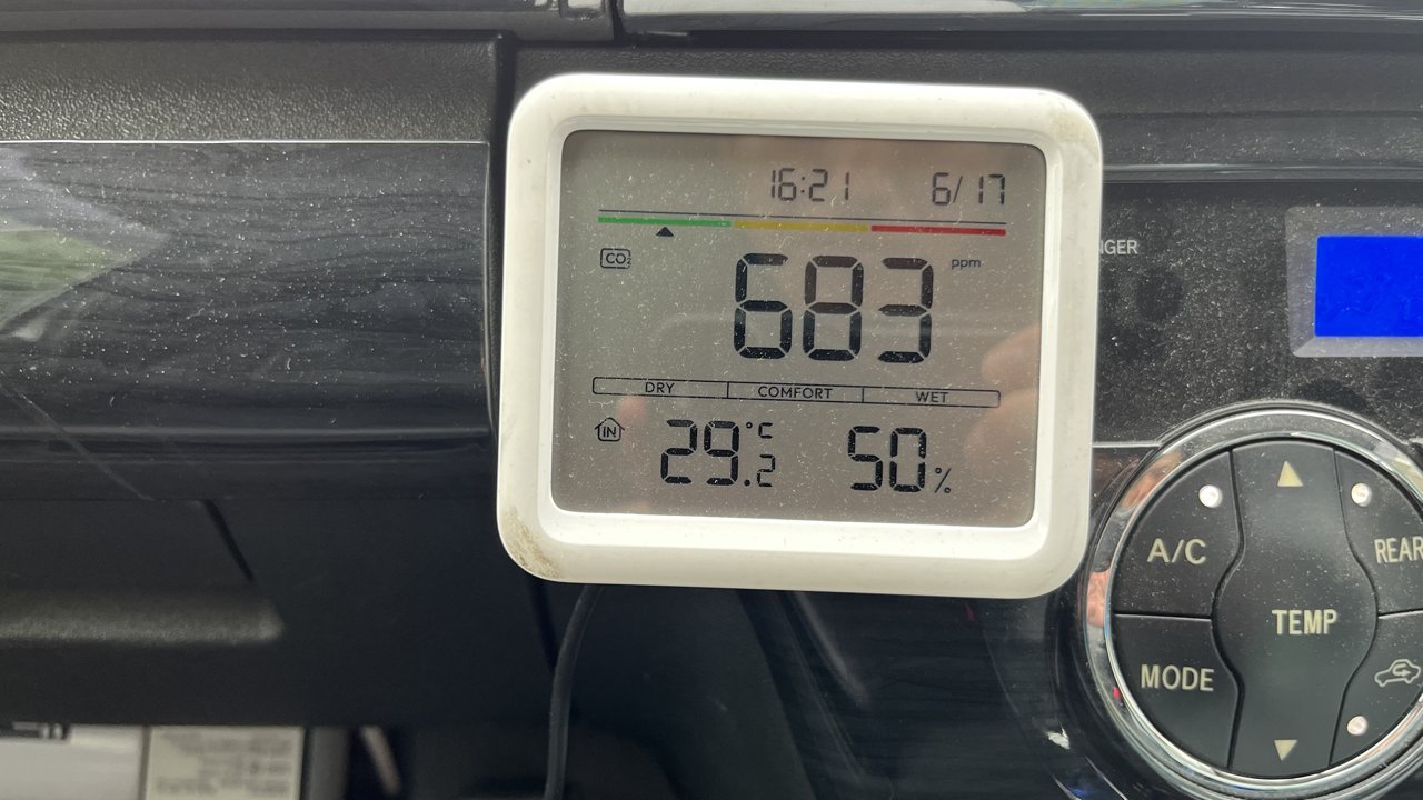 車内CO2を実測 683ppm